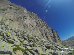 Der erste Blick auf die große Wand des Chli BIelenhorn. Zahlreiche Klettertouren durchziehen dieses feine Stück Fels.