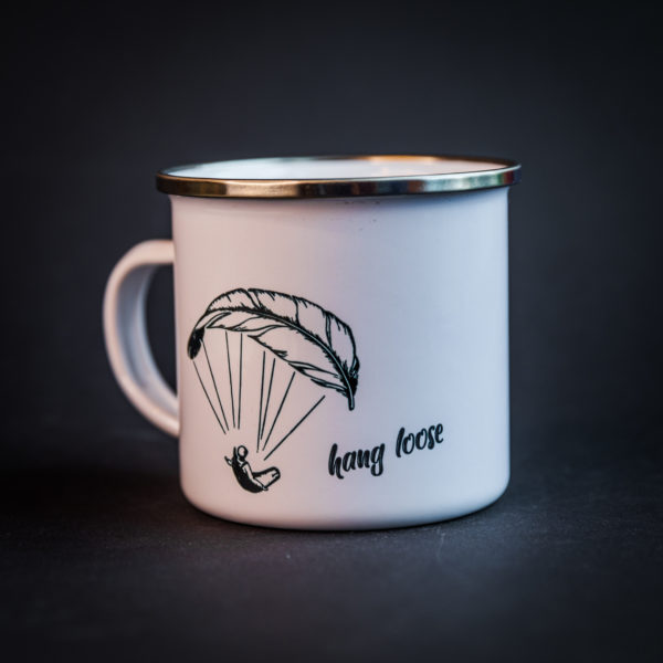 Emaille-Tasse Gleitschirm "hang loose"
