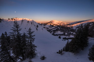 Skitour: Girenkopf und Hochgrat im Sonnenaufgang.