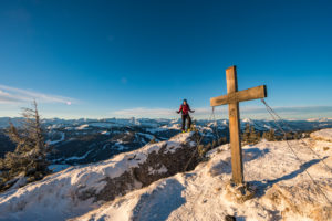 Gipfelkreuz Heidenkopf als Skitour.