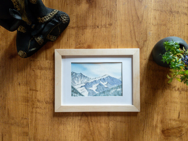 Entschenkopf Allgäu (Original-Aquarell mit Rahmen und Passepartout, A5)