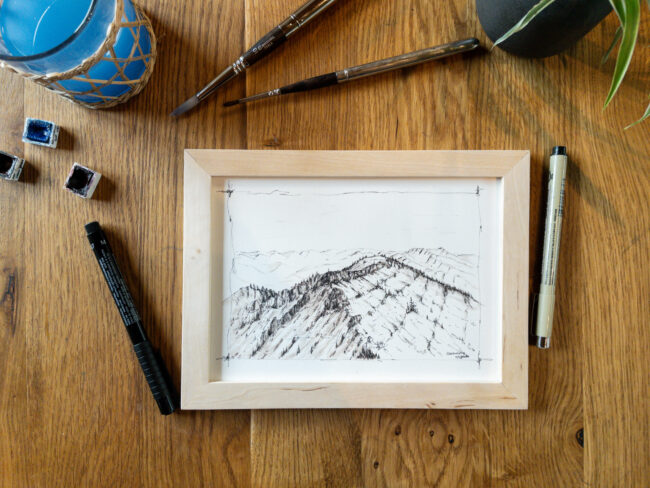 Steineberg (Allgäu Nagelfluhkette, Original-Zeichnung mit Rahmen, A5)