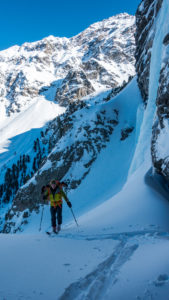 Renkfälle Eisschlauch Zustieg per Ski