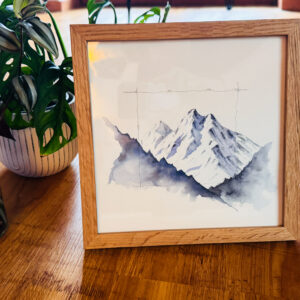 WINTERBERGE (Original-Aquarell, gerahmt, 20x20cm)