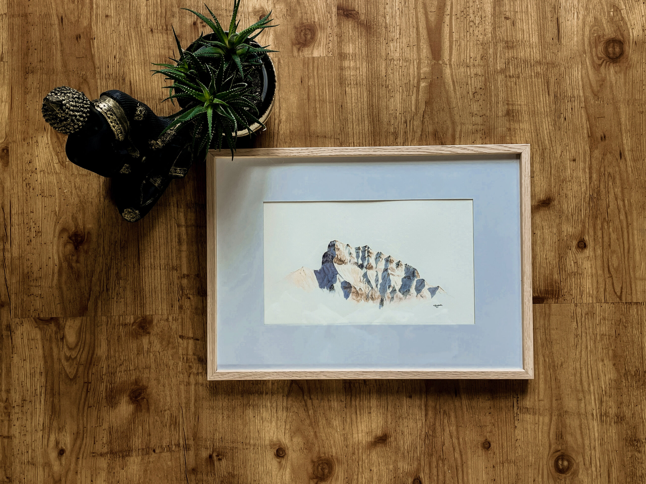 ORIGINAL: Schneck Aquarell A4 im Holzrahmen